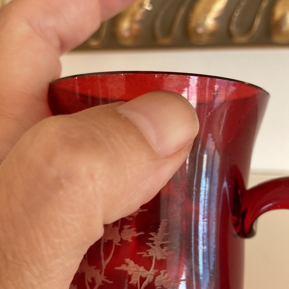 Antique Etched Glass w Stag - Picture 9 of 9